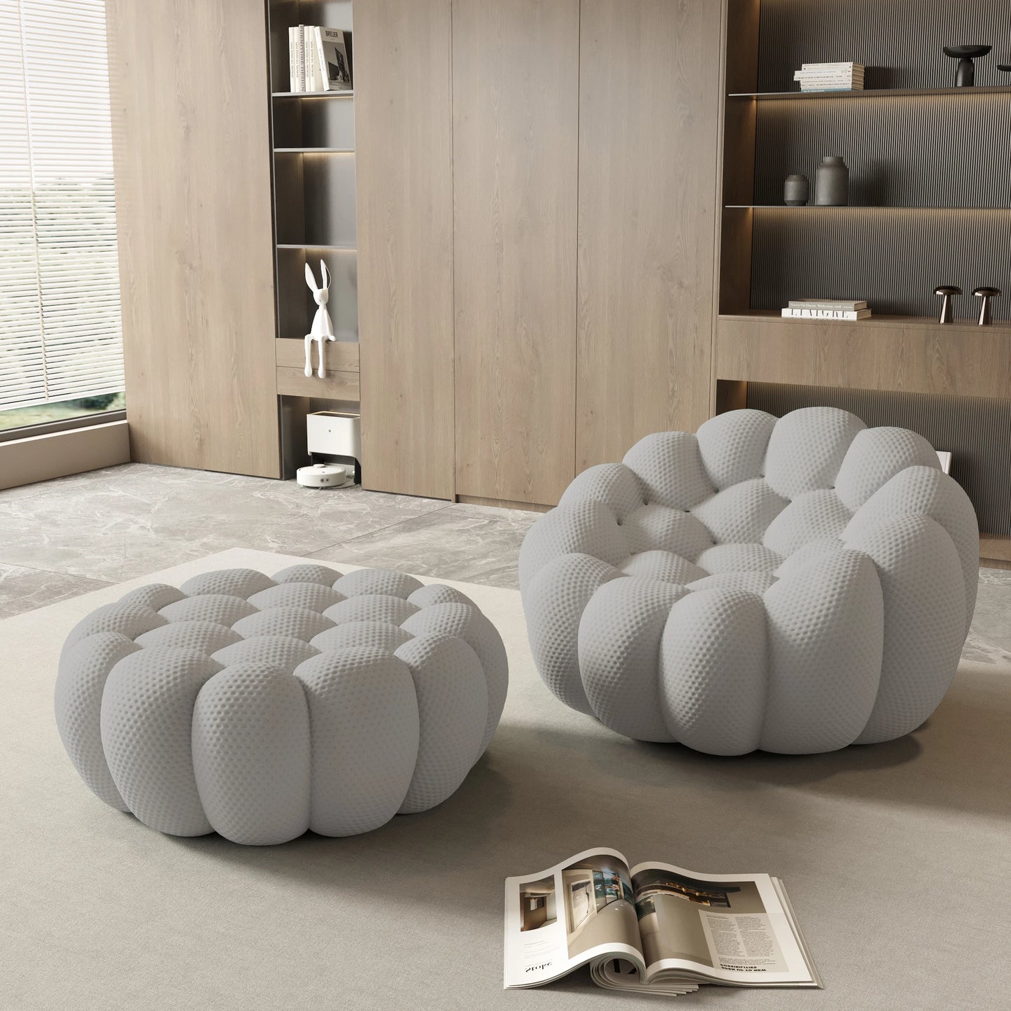 Sdorens Modern Curved Boneless Sofa With Ottoman Sculptural Comfort For Living Rooms And Small Spaces