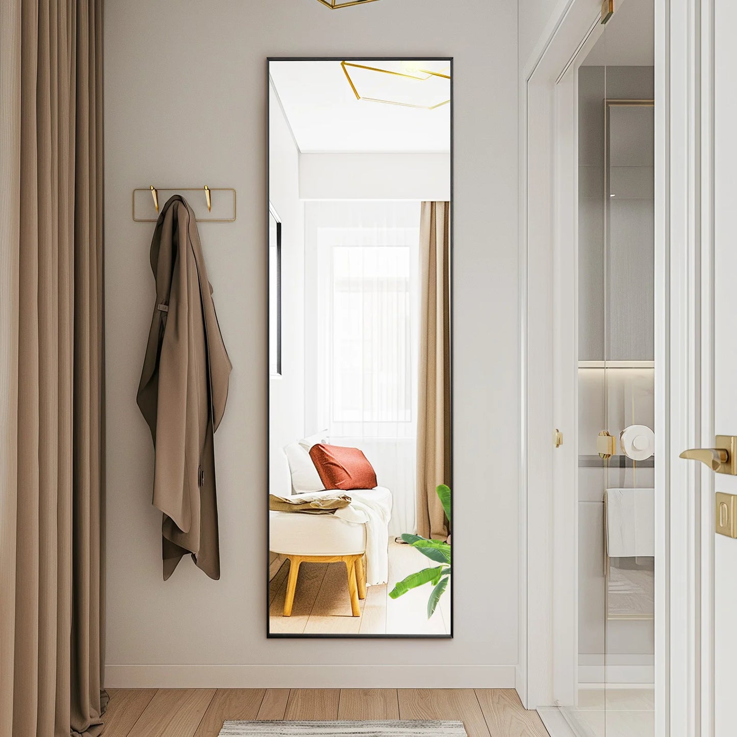 JHK Full Body Wall Mirror Aluminum Alloy Frame Living Room