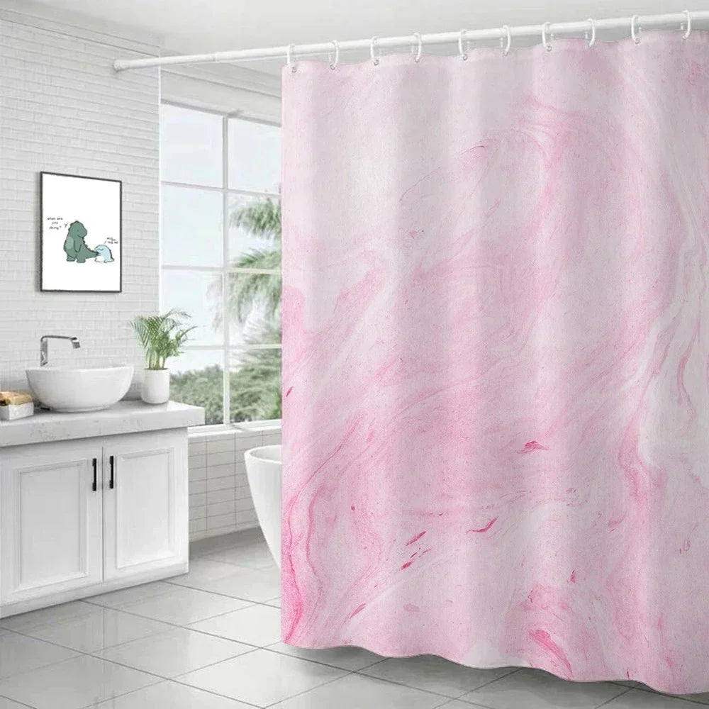Feature Marble Ripple Waterproof Shower Curtain Modern Luxury Bath Decor Machine Washable Polyester