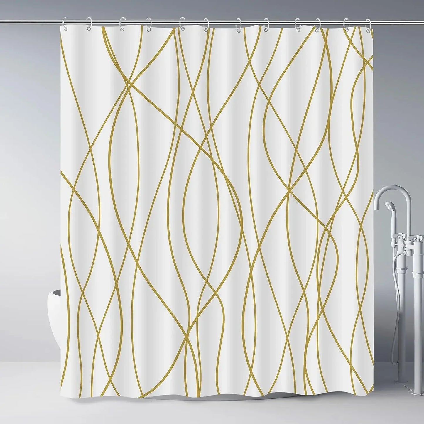 Craft Of Weaving Modern Striped Corrugated Polyester Shower Curtain For Bathroom Decor