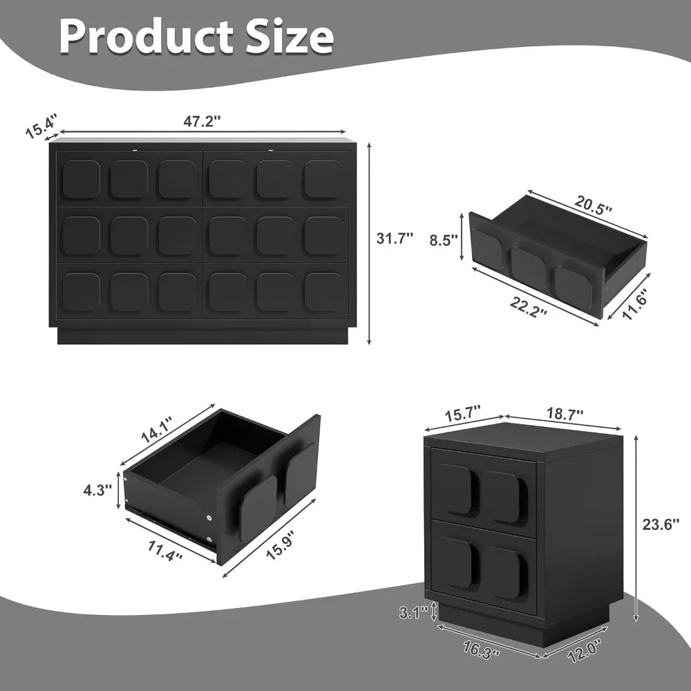 MKDK Modern Bedroom Set With Dresser And Nightstands