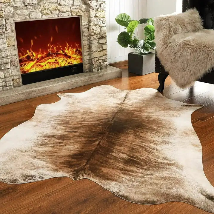 Lochas American Style Animal Print Faux Fur Cowhide Rug