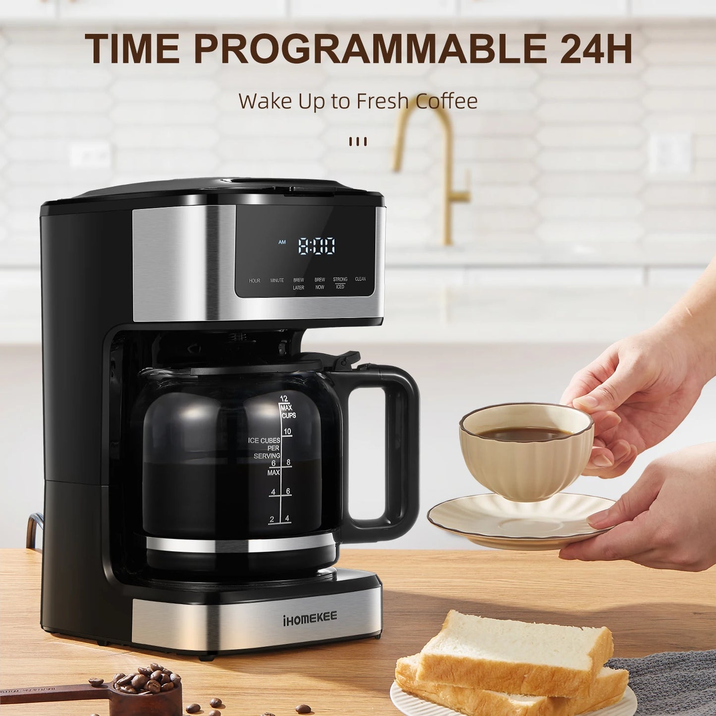 Yabano Programmable Drip Coffee Maker With Touchscreen Brew