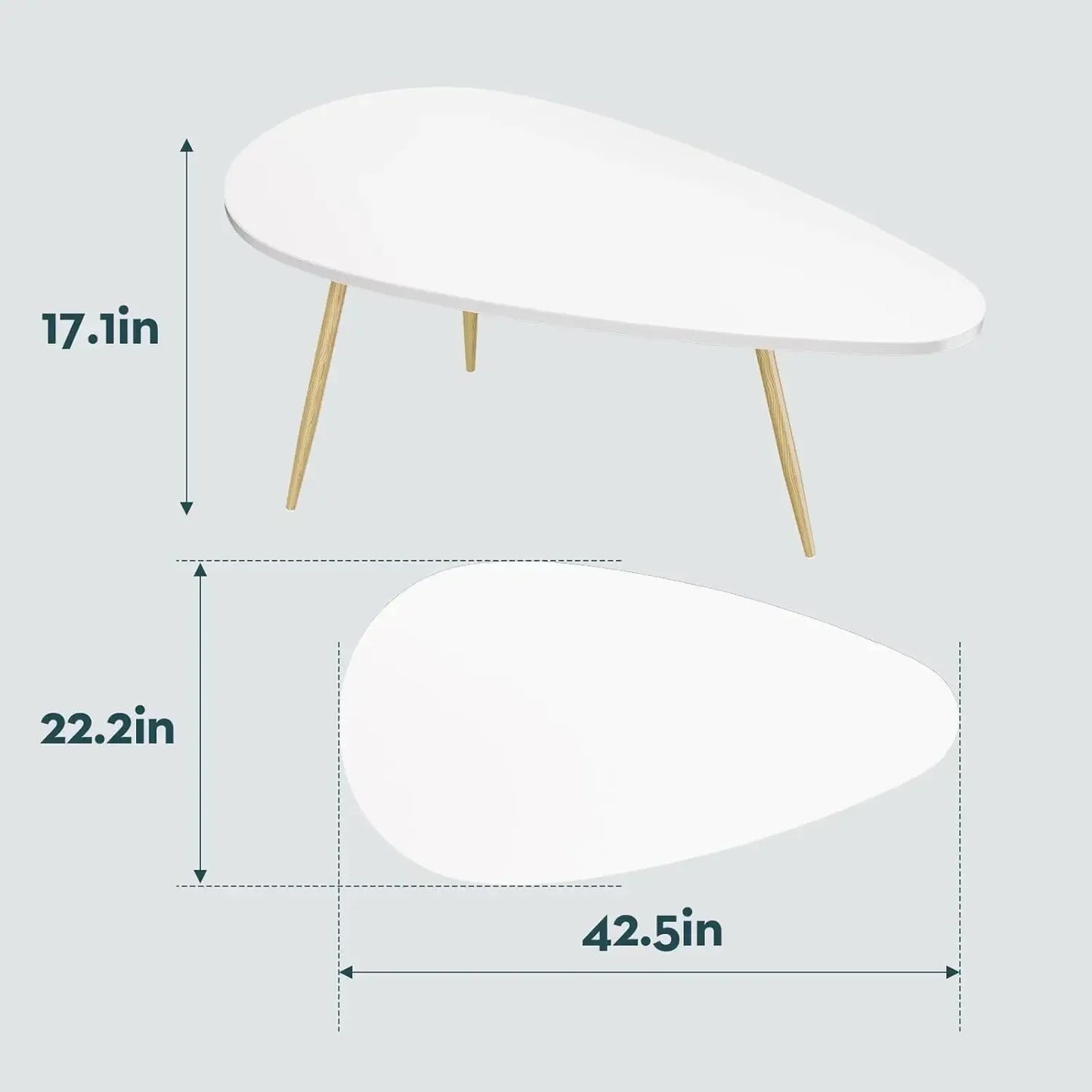 XMSJ Modern Oval Coffee Table For Living Room Easy Assembly