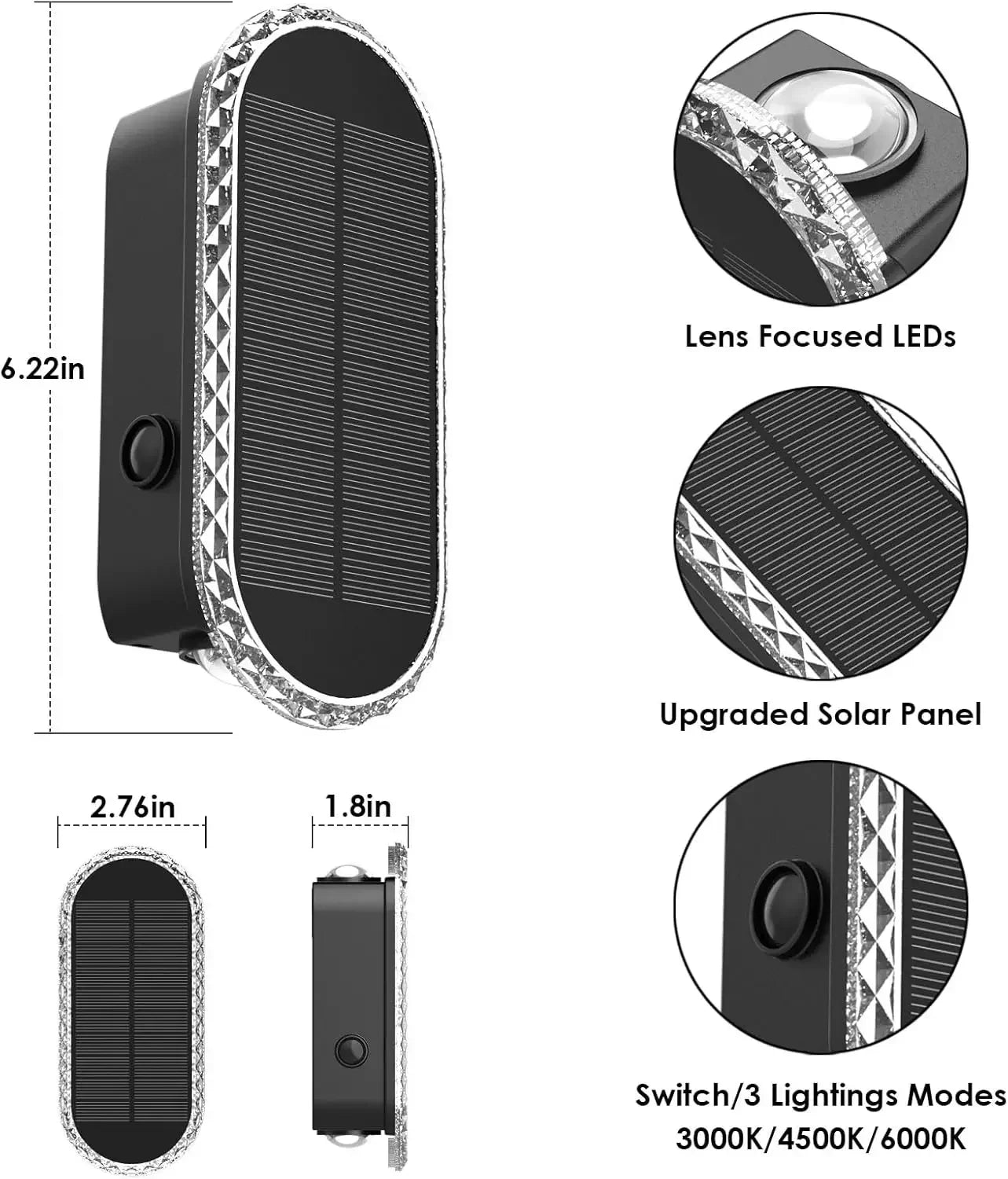 SZRSTH IP65 Weatherproof Solar Fence Lights Eight Piece Set For Outdoor Garden With Three Modes And Up To 50 Lumen Beams
