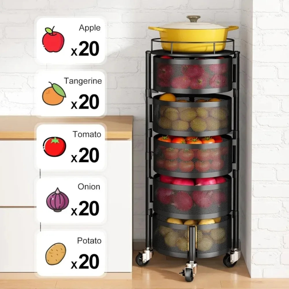 General Use Industrial Grade Multifunctional Tier Revolving Fruit And Vegetable Storage