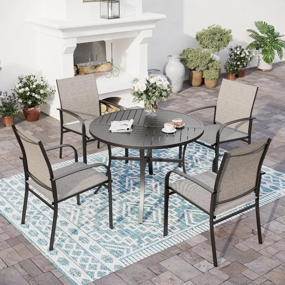 Huanzhuang Patio Dining Set For Four With Umbrella Hole