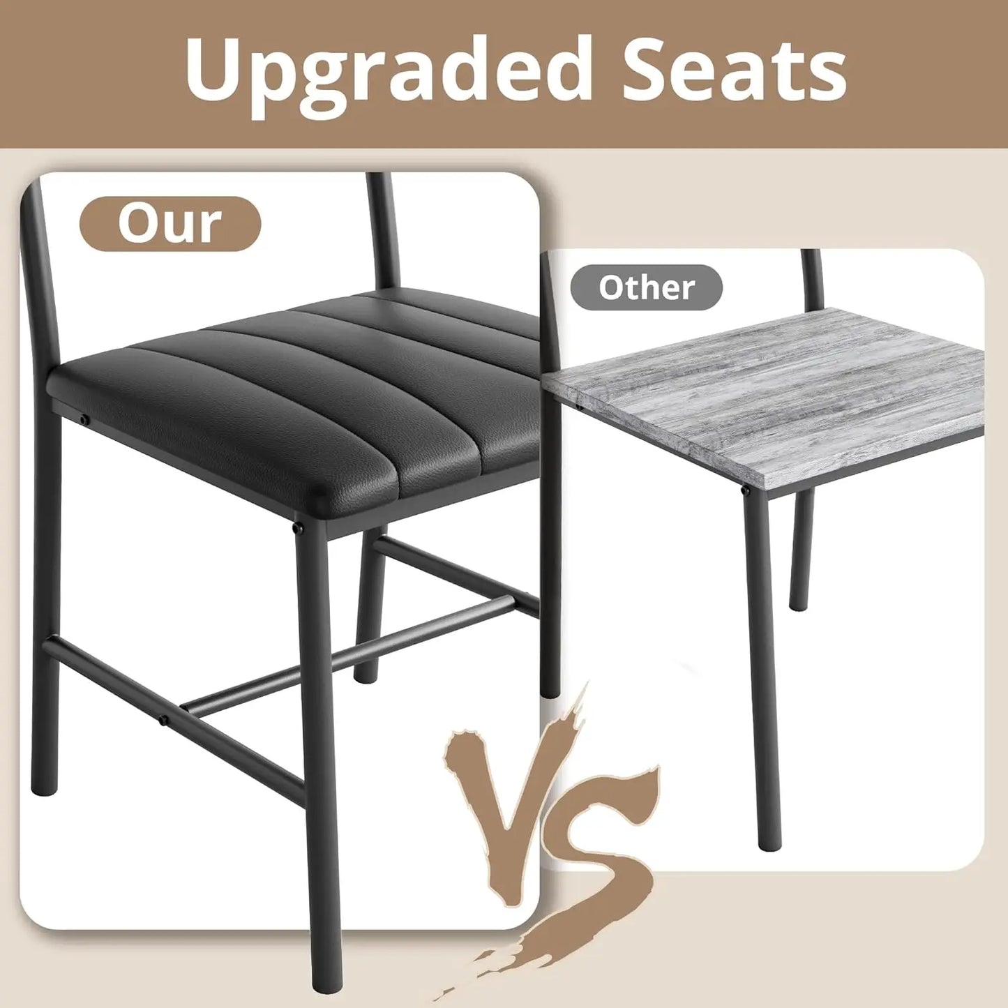 Ironck Four Piece Dining Table Set for Small Space with Upholstered Bench Metal and Engineered Wood