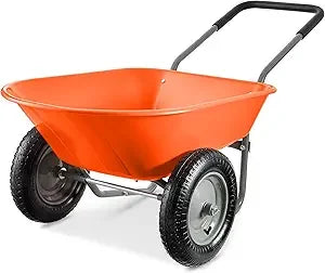 Dual Wheel Home Utility Wheelbarrow Garden Cart With Stand