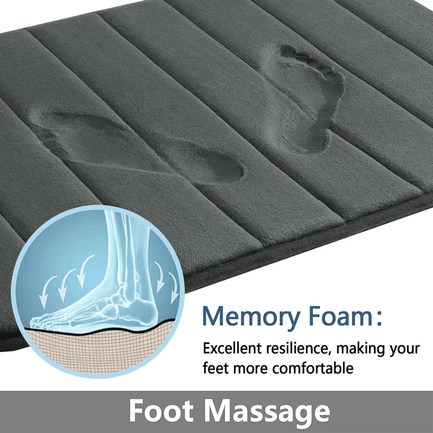 Memory Foam Bath Mat Set Non Slip Absorbent Washable