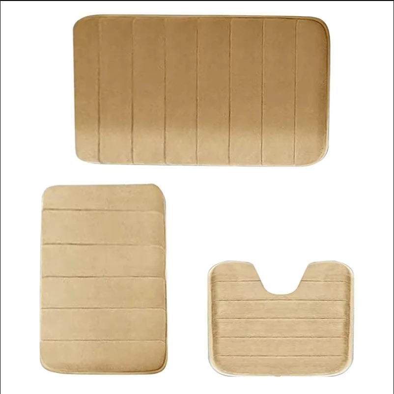 Super Absorbent Bath Rug Set 3 Pieces Non Slip Mats