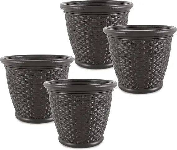Suncast Sonora Lightweight Plastic Wicker Planter Outdoor