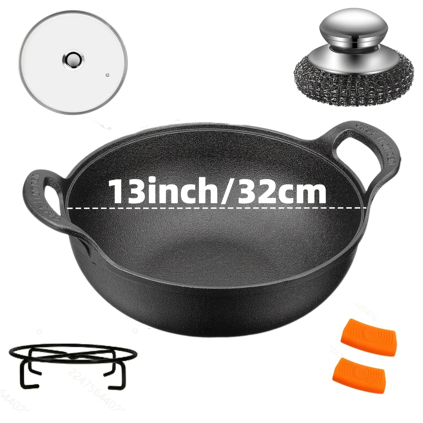 AEDG Three Piece Cast Iron Skillet Set Preseasoned Nonstick 6 Inch 8 Inch 10 Inch Pans