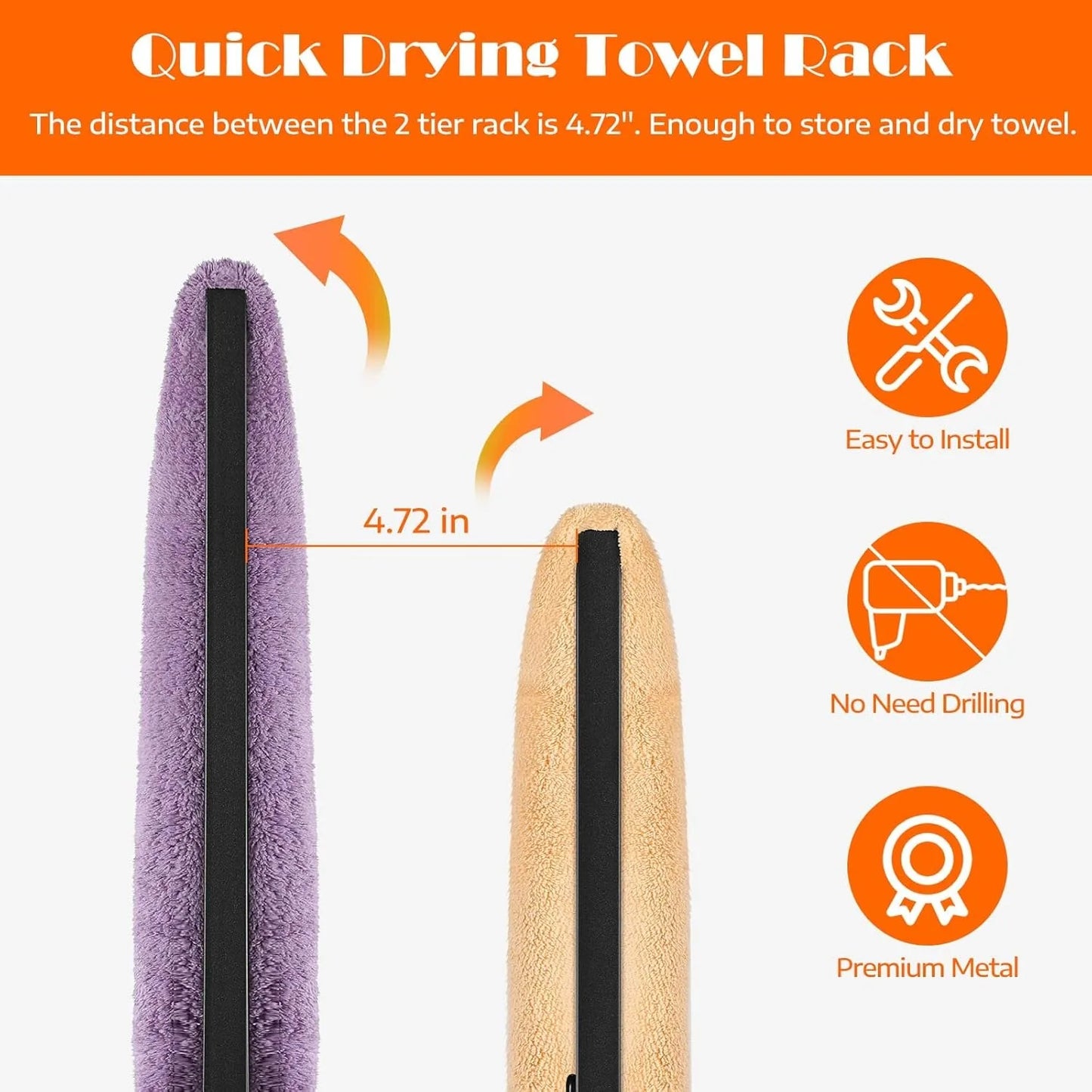 Hign-Concerned Deluxe 2 Tier Metal Towel Rack Floor Stand