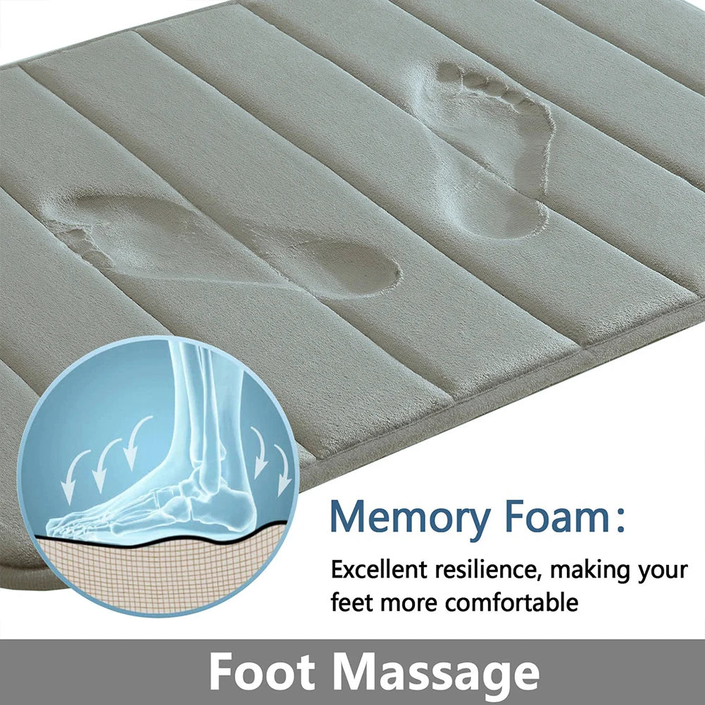 Memory Foam Bath Mat Set Non Slip Absorbent Washable