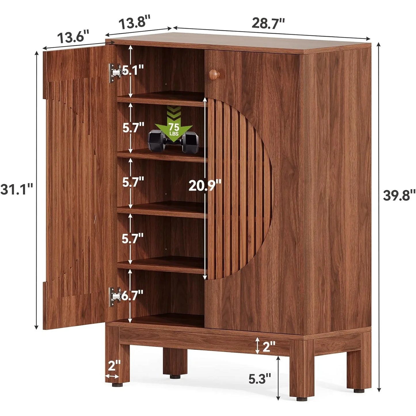 Little Tree 5-Tier Shoe Cabinet Farmhouse Style Organizer