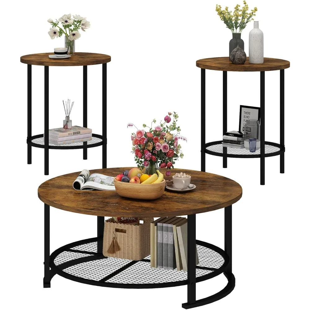YANYING 3 Piece Coffee Table Set With End Tables Modern