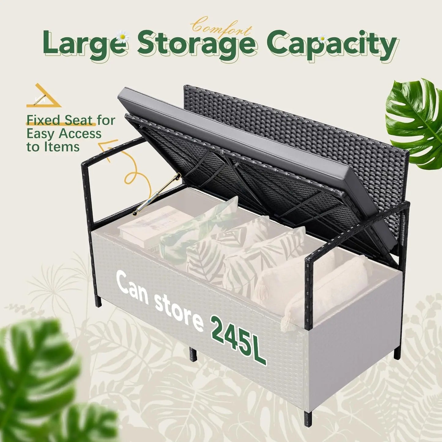 Patio Wicker Loveseat All Weather Rattan Outdoor Conversation Bench With Storage Cushions