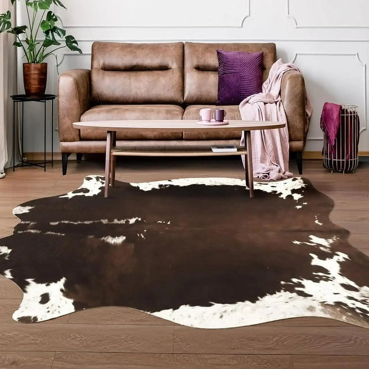 Lochas American Style Animal Print Faux Fur Cowhide Rug