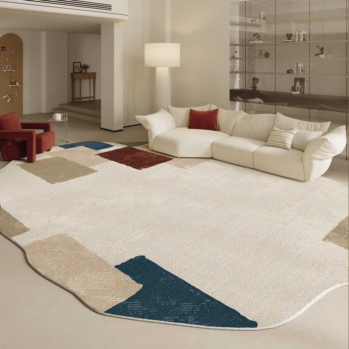 Modern Irregular Shapes Plush Rug For Living Room Decor Sculptural Geometry Area Rug