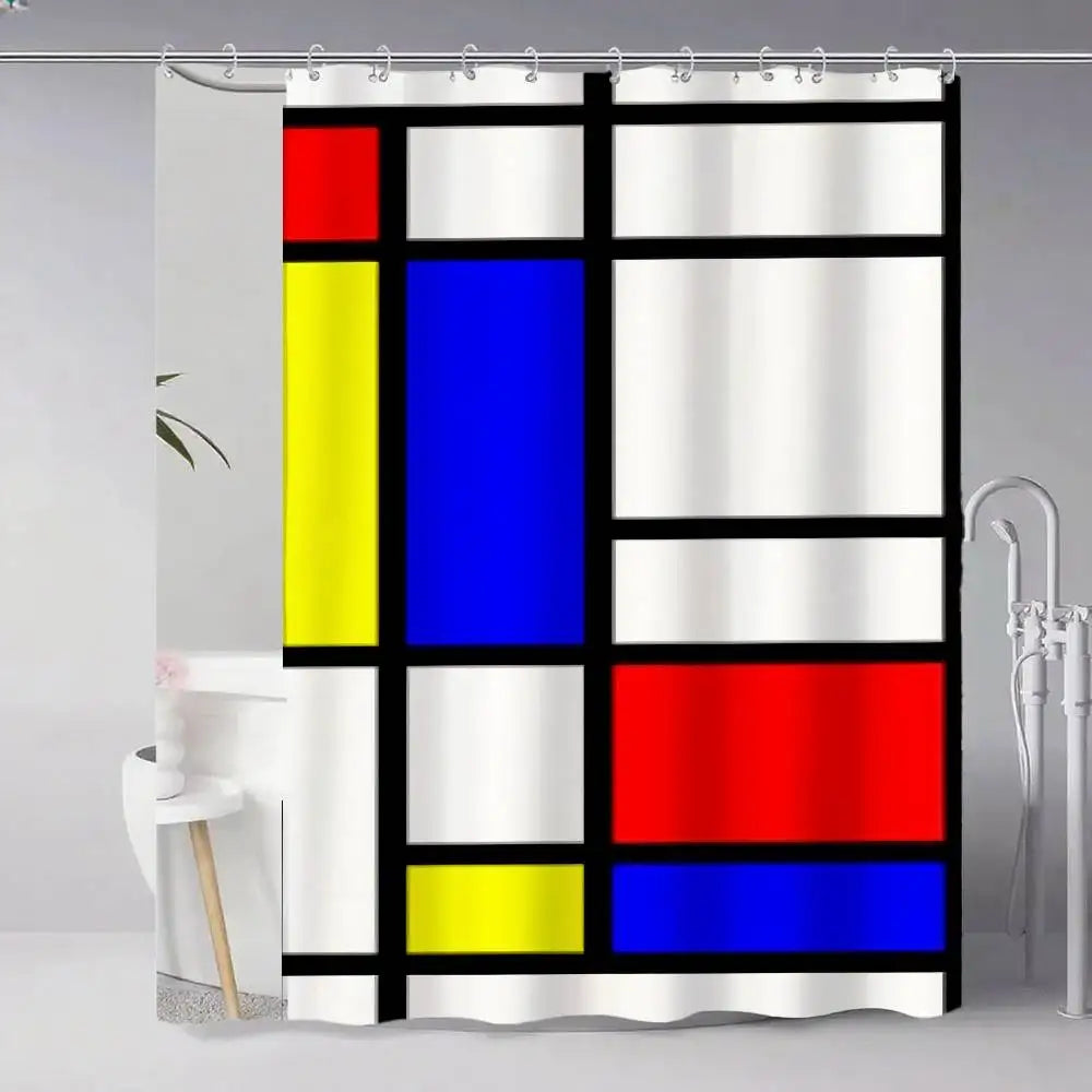 Choice Mondrian Modern Shower Curtain With Hook Art Deco