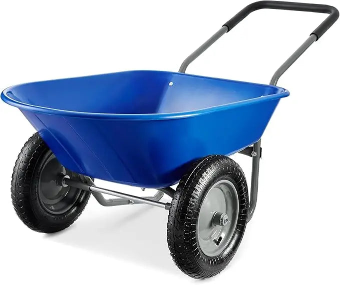 Dual Wheel Home Utility Wheelbarrow Garden Cart With Stand
