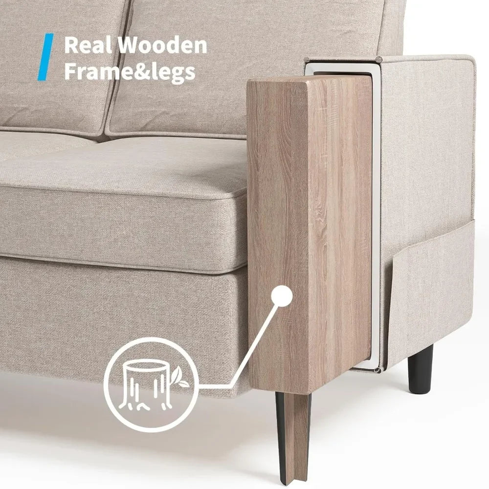 Combination L Shaped Sectional Sofa Set With Ottoman And Storage Seats Up To Six