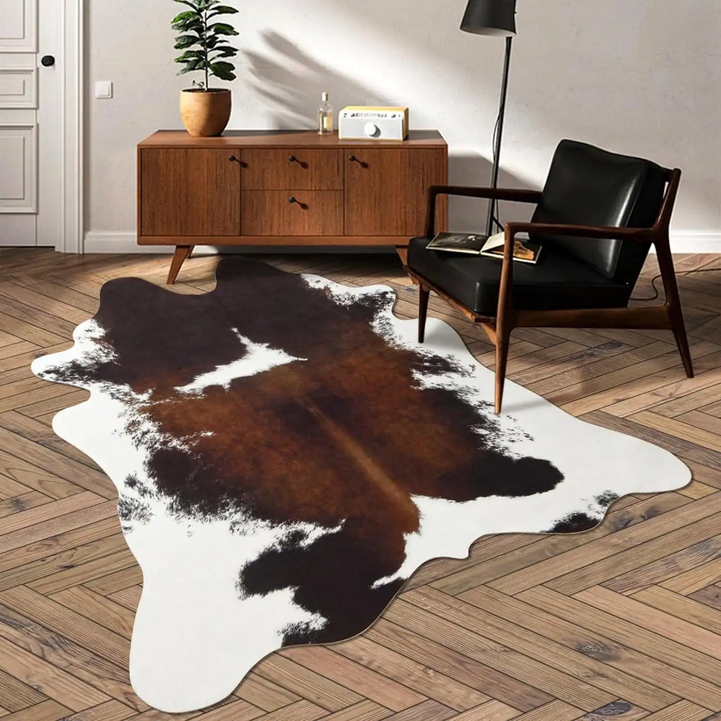 Lochas American Style Animal Print Faux Fur Cowhide Rug