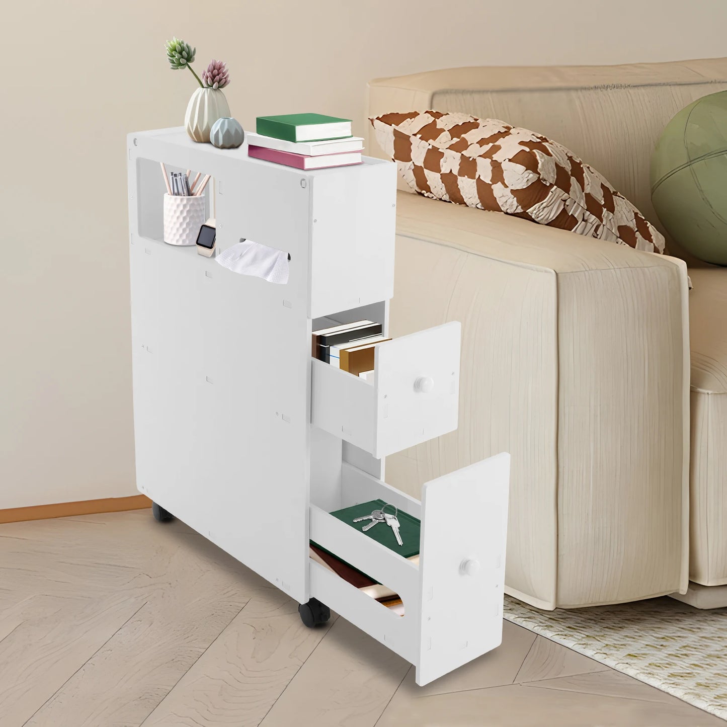Hign Concerned Bathroom Storage Cabinet With Dual Drawers