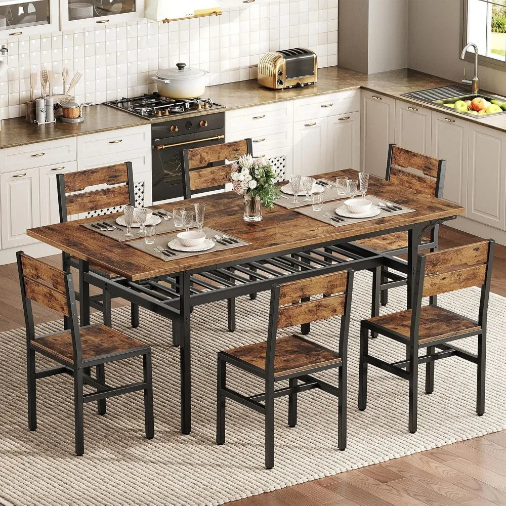 RBXC Extendable Dining Table Set For 6 With Chairs