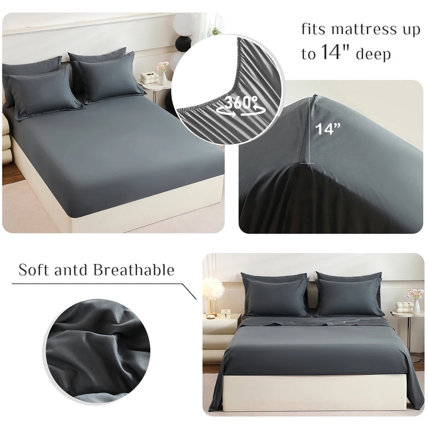 EasYum 100 Percent Polyester Brushed Comfort Bedding Set Soft Durable Easy Care For Cozy Bedroom