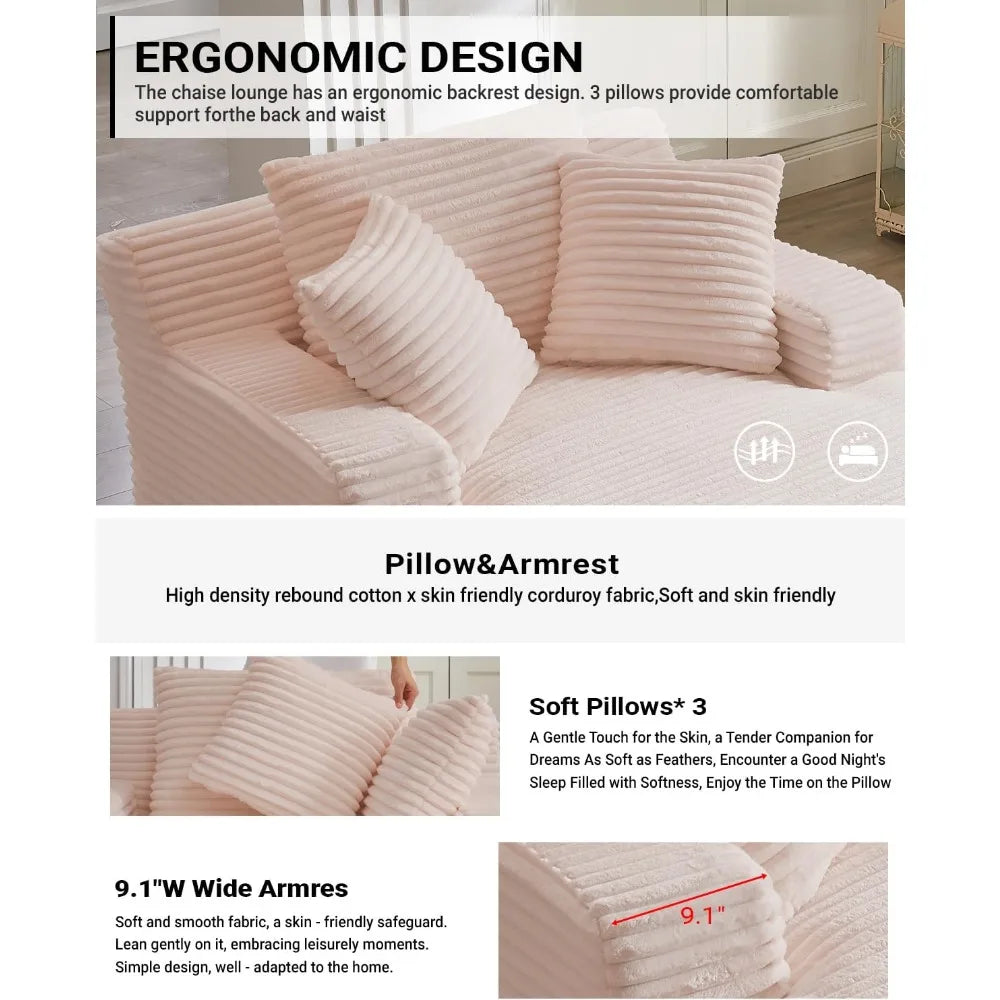 HUANZHUANG Corduroy Chaise Lounge Chair Indoor Sofa Bed