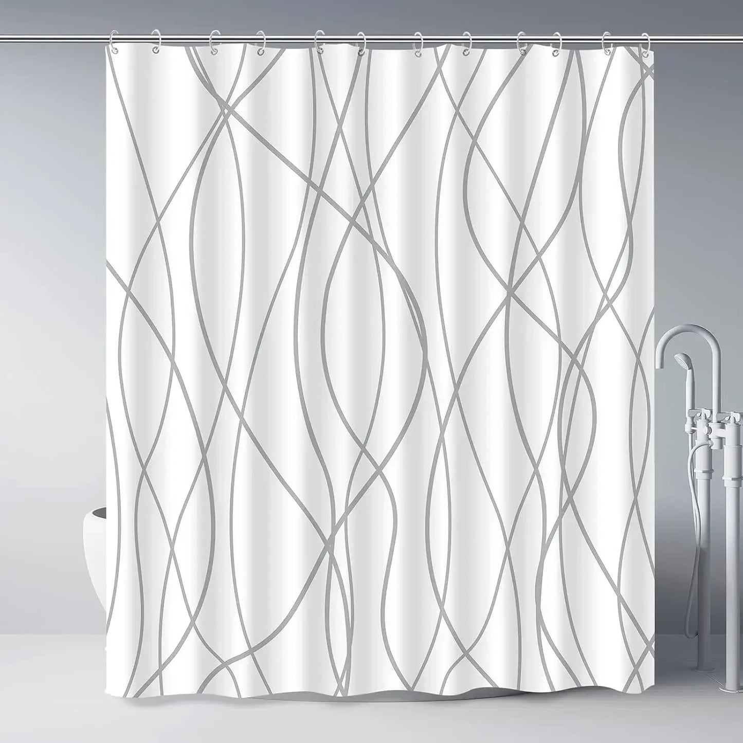 Craft Of Weaving Modern Striped Corrugated Polyester Shower Curtain For Bathroom Decor