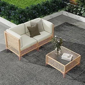 Outdoor Wicker Patio Sectional Set With Tempered Glass Coffee Table For All Weather Relaxation
