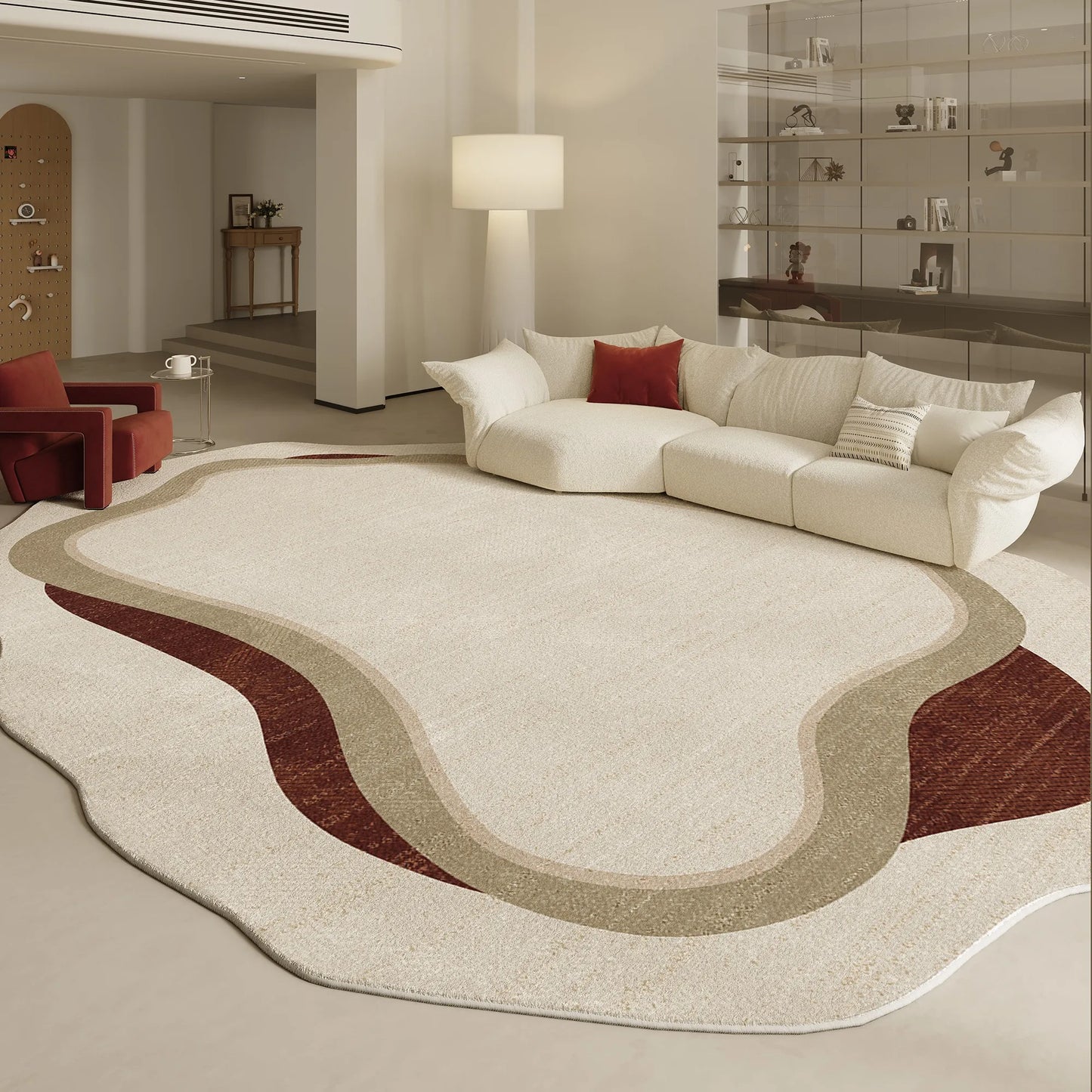 Modern Irregular Shapes Plush Rug For Living Room Decor Sculptural Geometry Area Rug