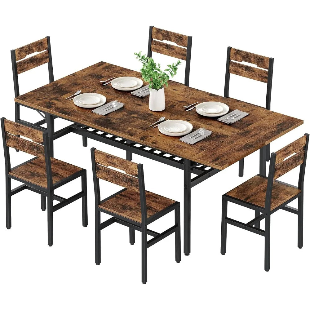 RBXC Extendable Dining Table Set For 6 With Chairs
