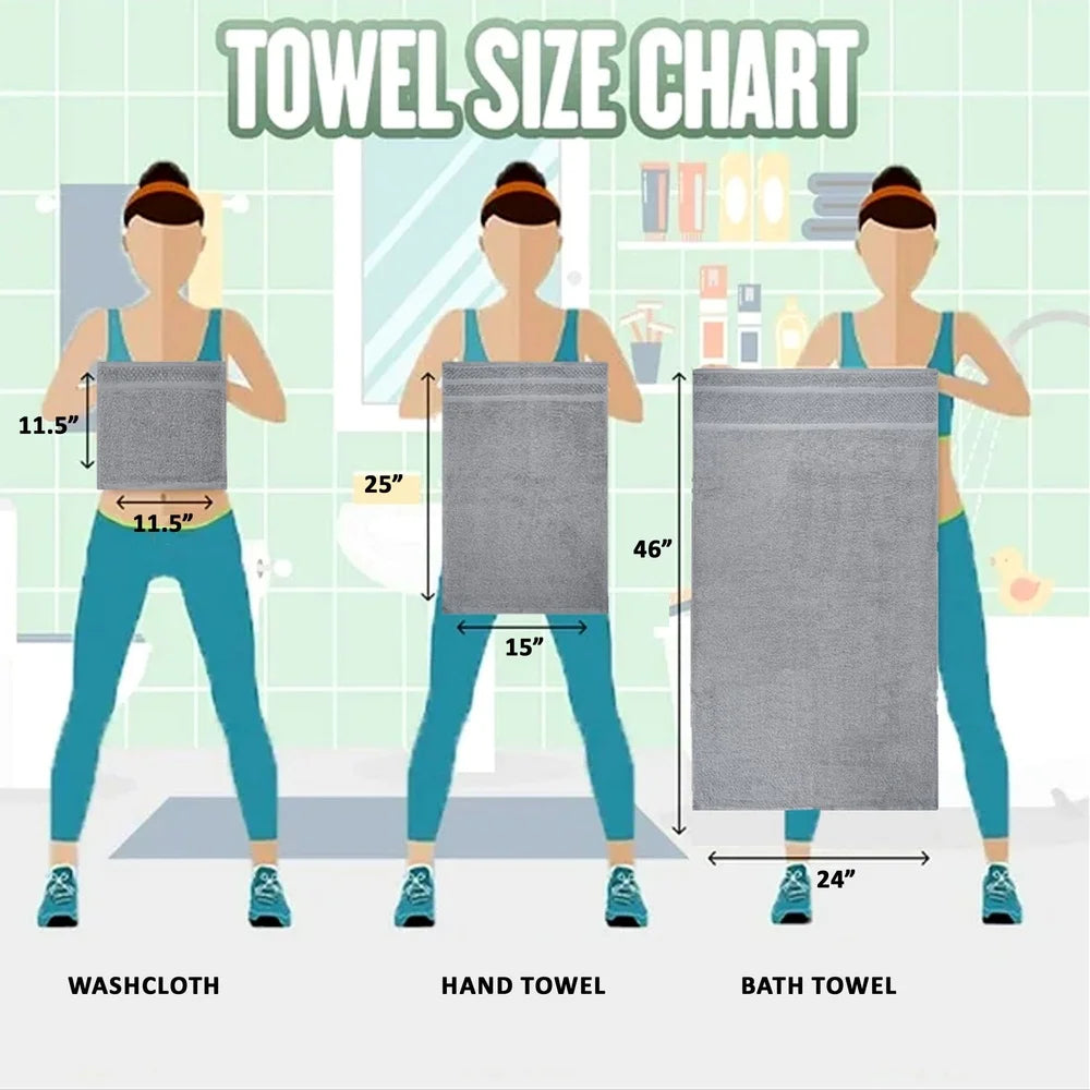 NONECN 10 Piece Cotton Towel Set Soft Absorbent Quick Dry Bath Towels Includes 4 Bath Towels 2 Hand Towels 4 Washcloths
