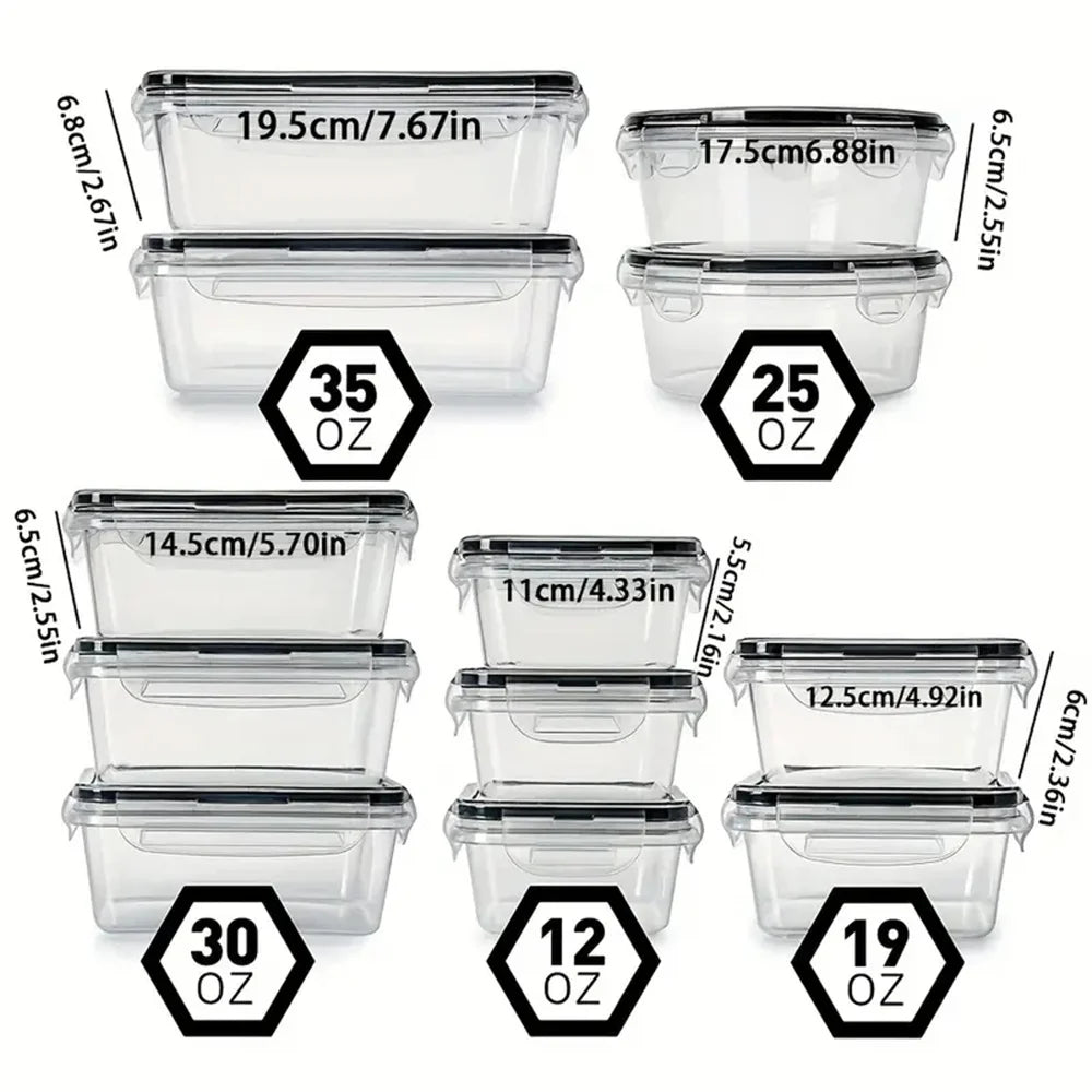 FDFD 12Pcs Set Airtight Containers Microwave Safe BPA Free
