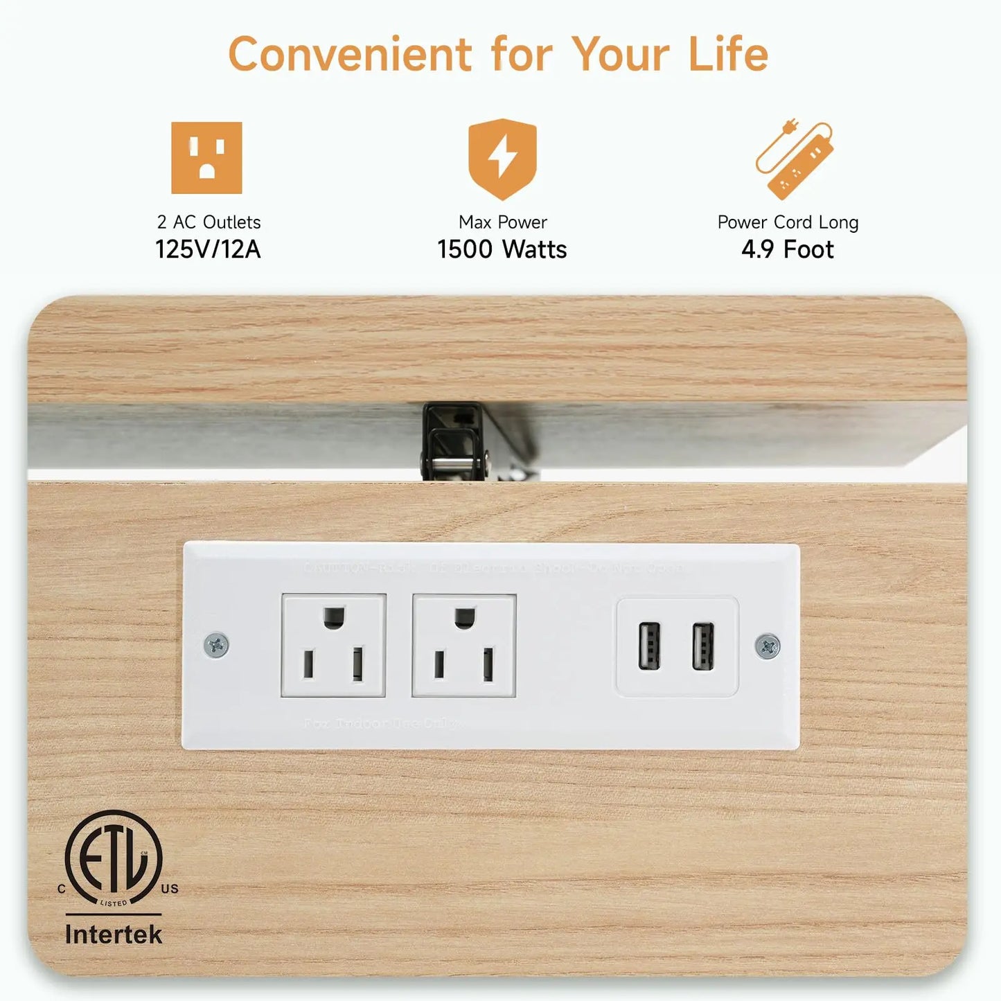 ONBRILL Mobile Kitchen Island with Drop Leaf Power Outlet