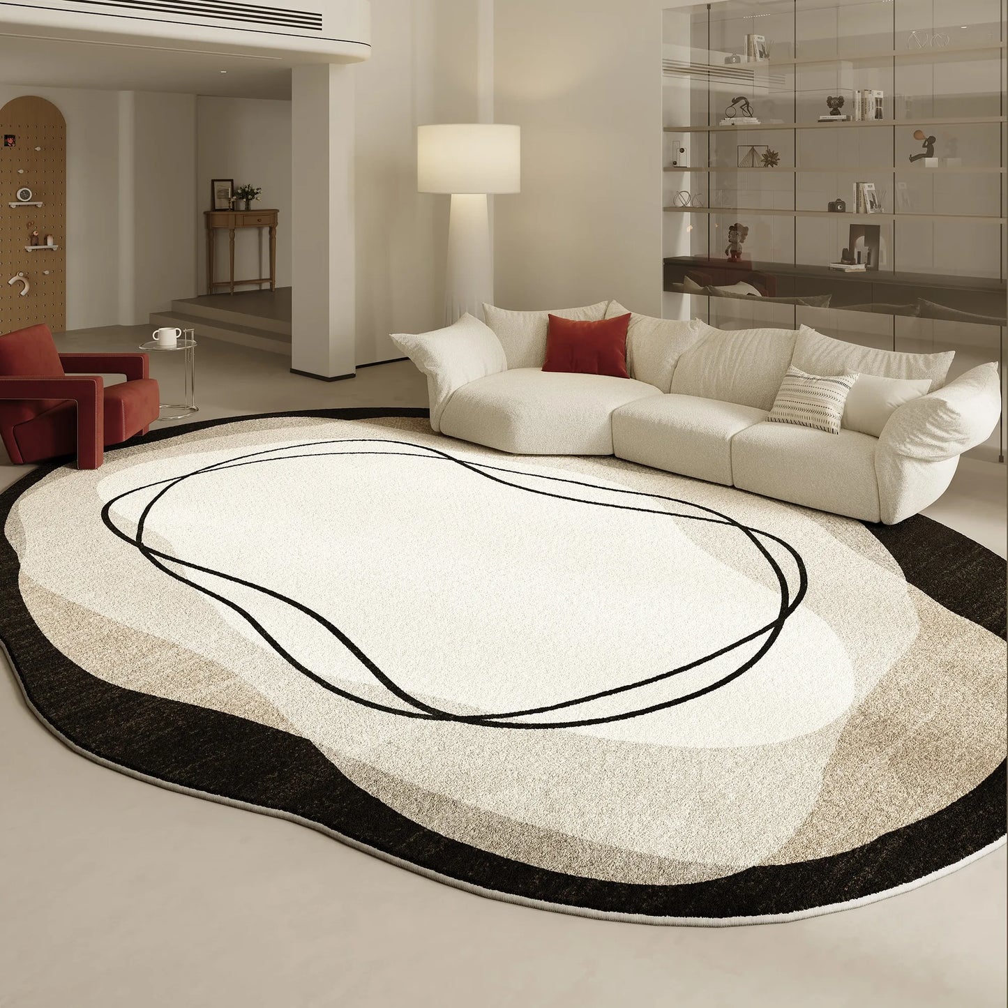 Modern Irregular Shapes Plush Rug For Living Room Decor Sculptural Geometry Area Rug