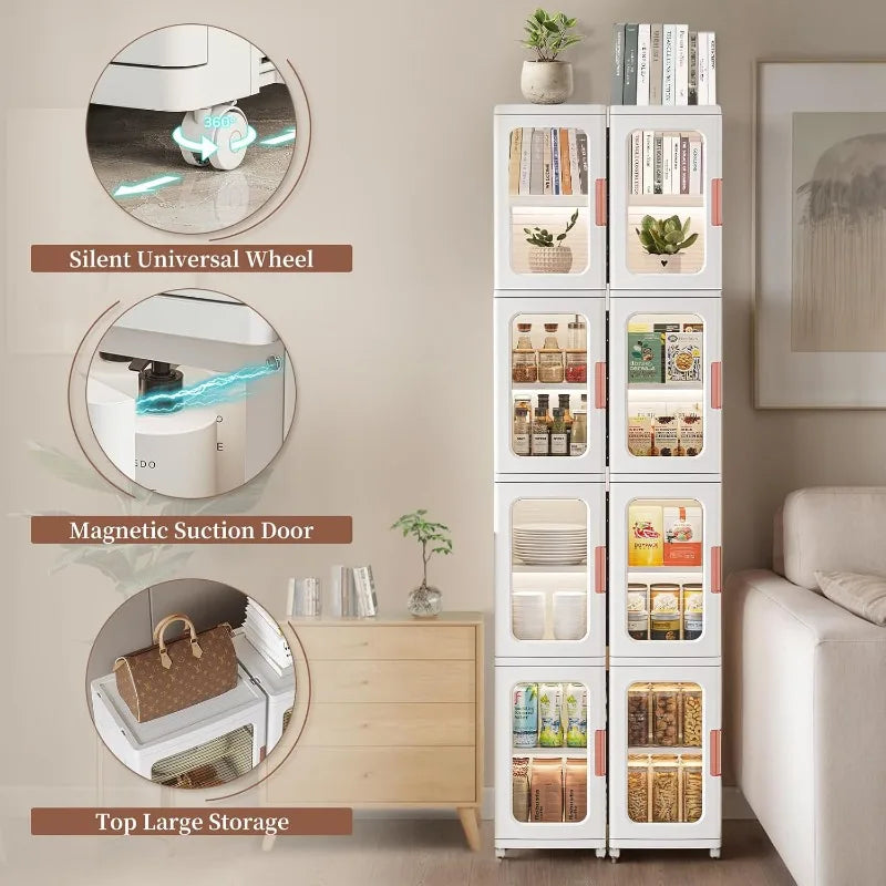 HUANHUICN Storage Cabinet With Doors And Shelves Organizer