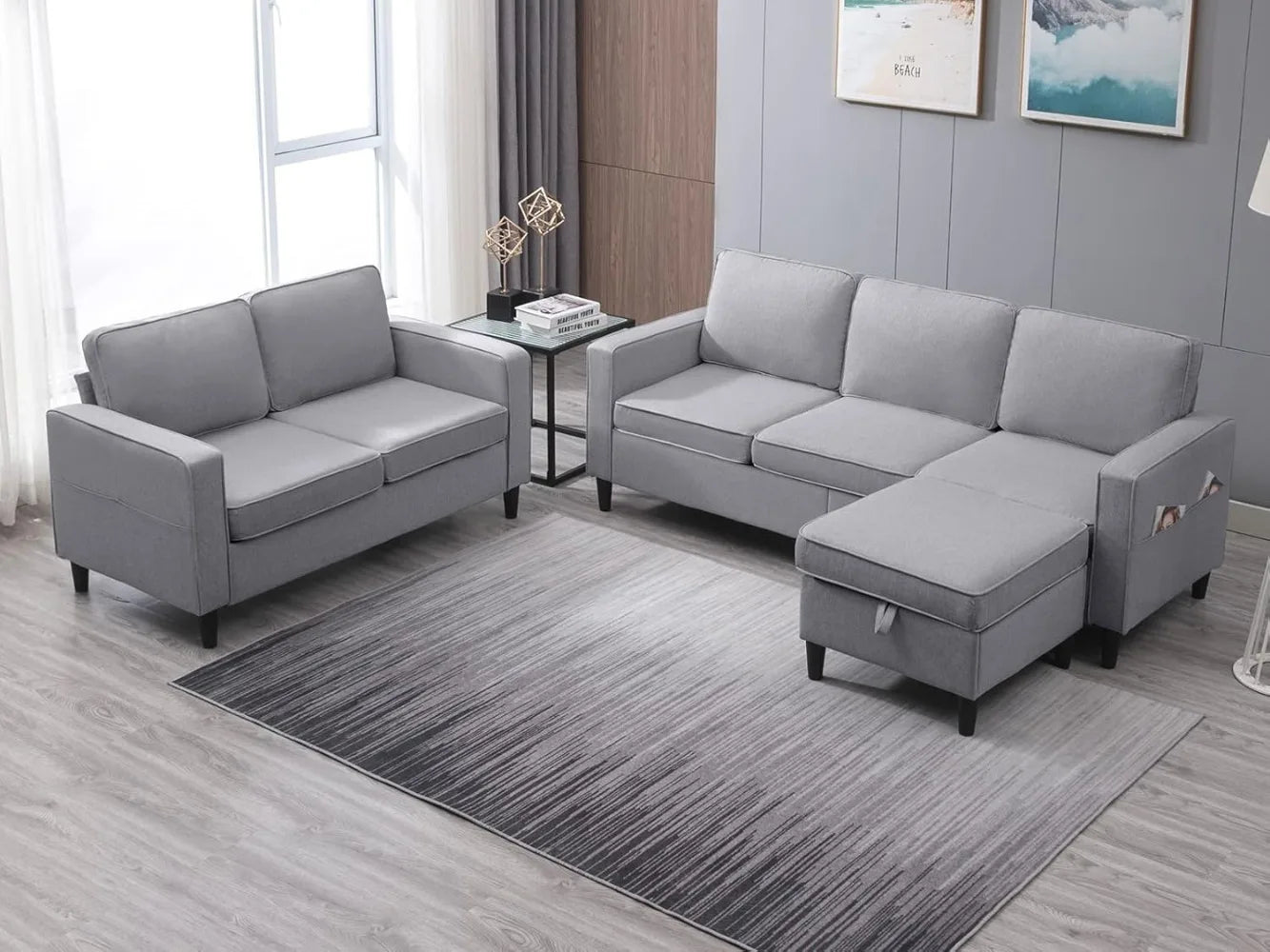 Combination 3 Piece Living Room Sofa Set Deluxe Collection