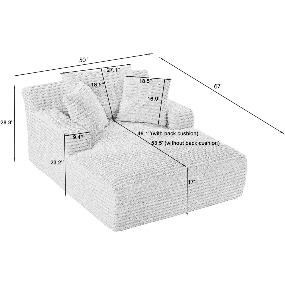 HUANZHUANG Corduroy Chaise Lounge Chair Indoor Sofa Bed