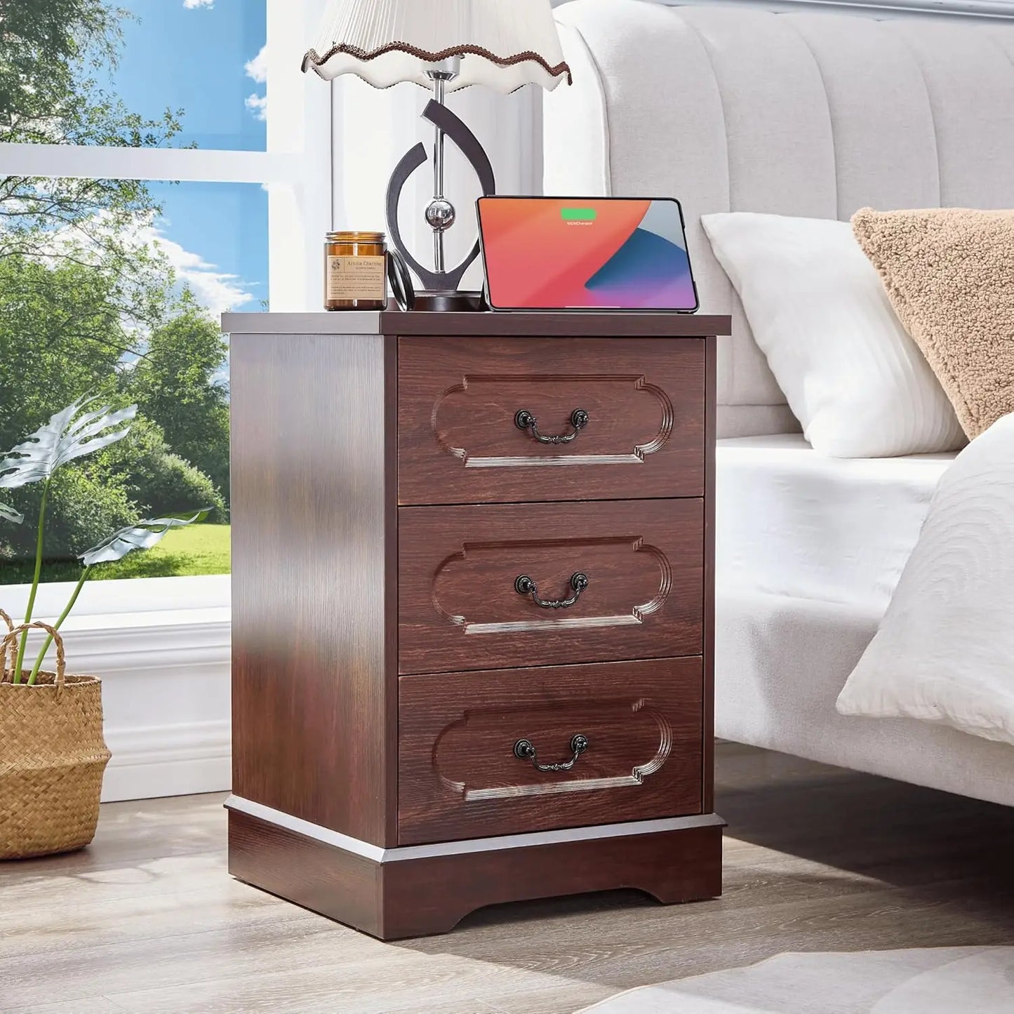 General Farmhouse Dresser Cherry Wood Bedroom Rustic Five Drawer Storage Chest With Durable Engineered Construction