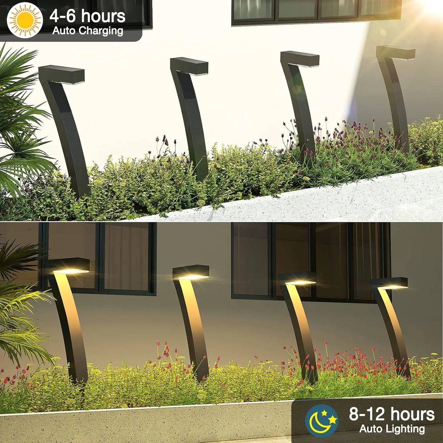 KPSTEK Solar Outdoor Lights Pathway Auto On Off Garden