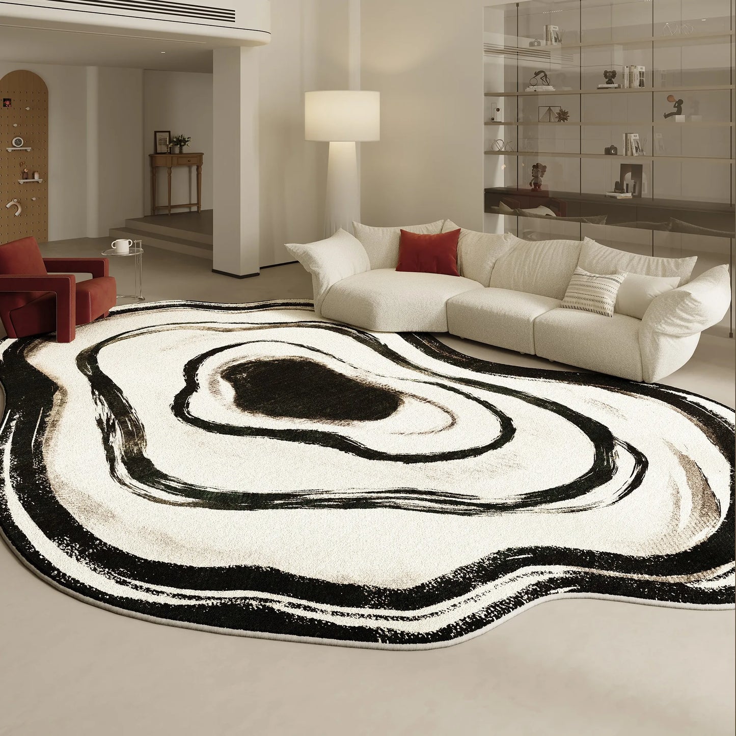 Modern Irregular Shapes Plush Rug For Living Room Decor Sculptural Geometry Area Rug