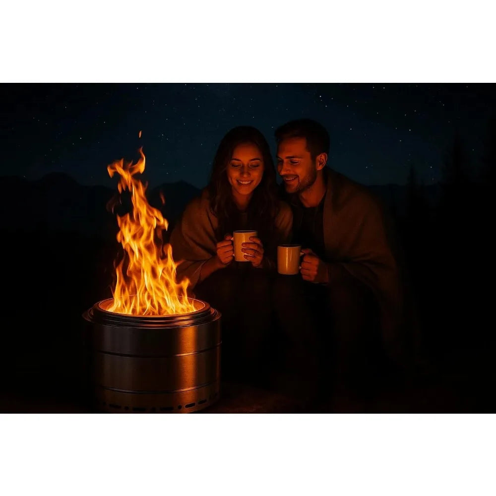 SURESTOVE Portable Outdoor Wood Fire Pit With Ash Pan Included Double Wall Convection Reduces Smoke Up To Ninety Percent
