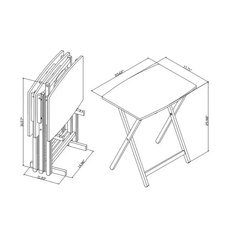 Mainstays 5 Piece Folding XL Oversized Tray Table Set Portable Outdoor Use For Meals Laptops And Crafts