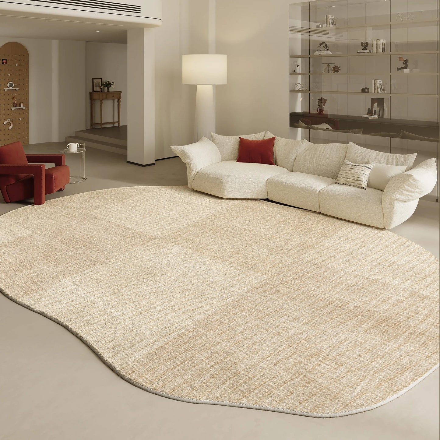 Modern Irregular Shapes Plush Rug For Living Room Decor Sculptural Geometry Area Rug