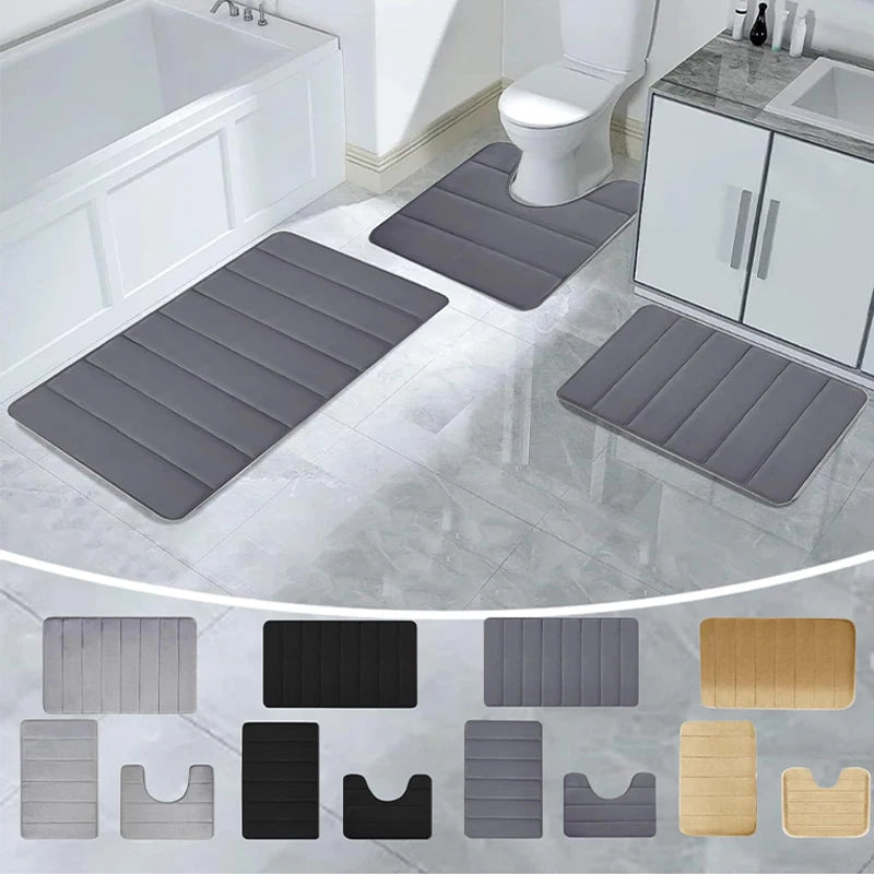 Super Absorbent Bath Rug Set 3 Pieces Non Slip Mats